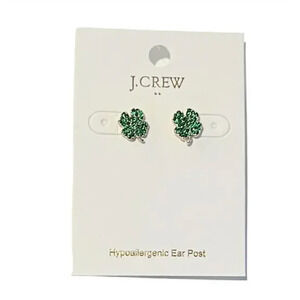 NWT J. Crew St. Patrick's Day Irish Clover Shamrock Stud Earrings